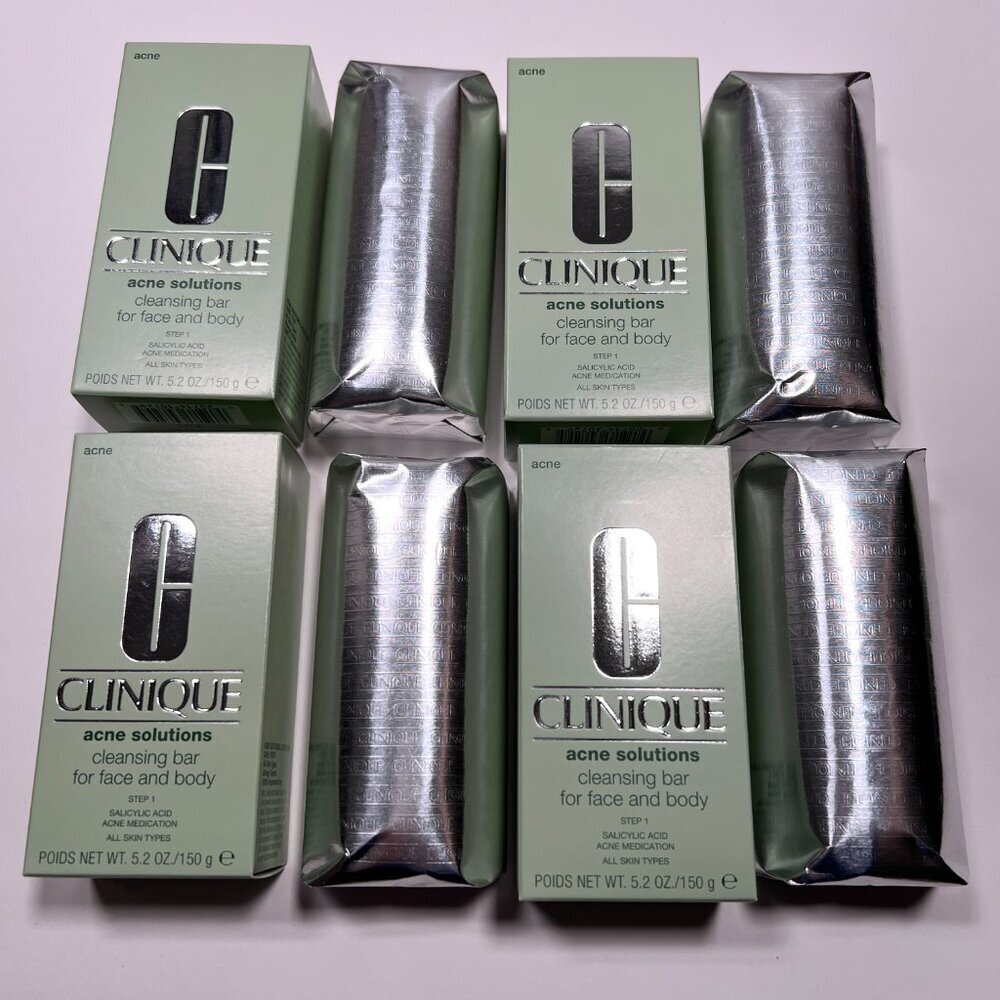 LOT of 4 Clinique Acne Solutions Cleansing Bar Soap For Face and Body Full Size